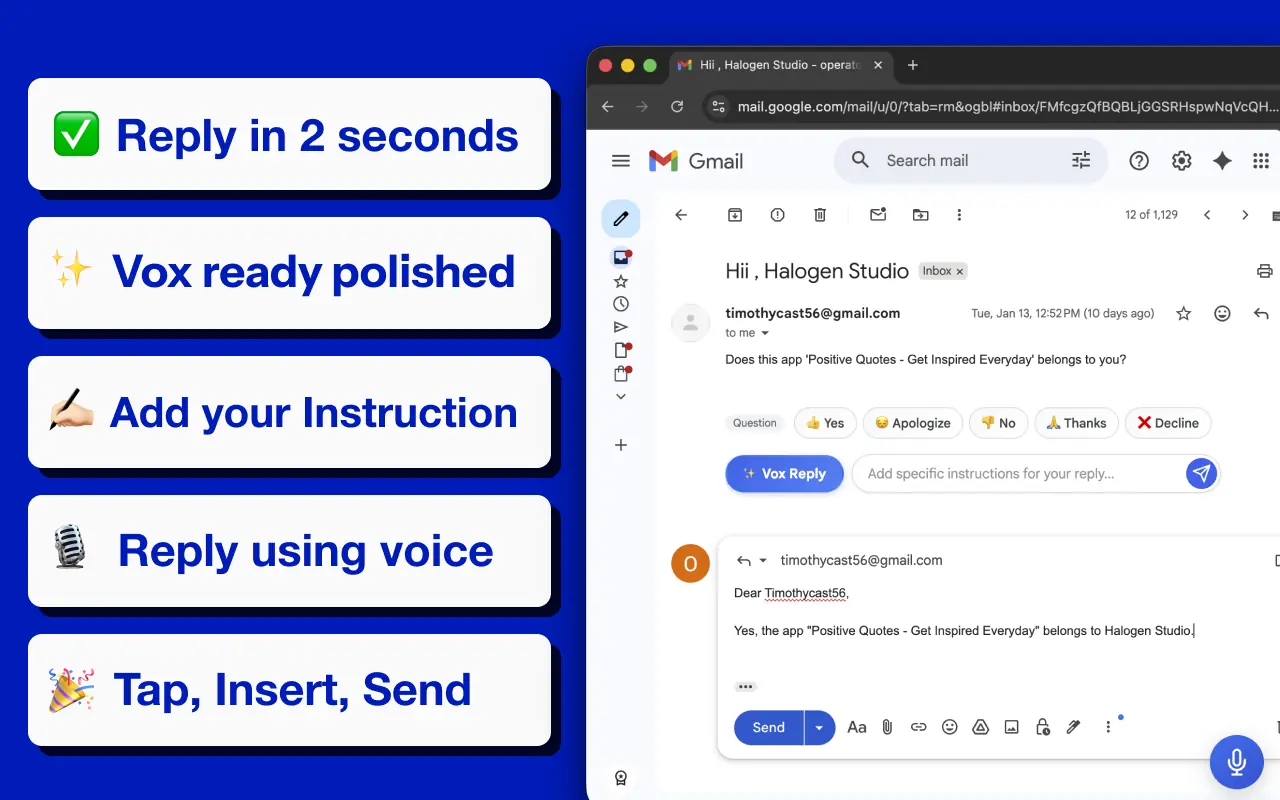 Email Reply with VoxType